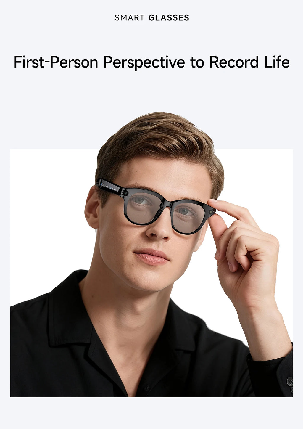 2026 AI Smart Glasses for Men Women 200W HD Camera 1080P Video AI Voice Assistant Translation Music Playback LED Flashlight