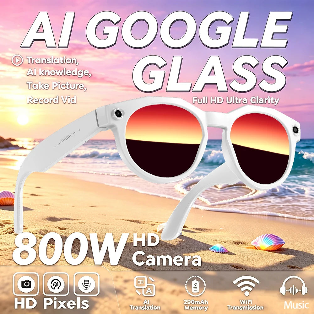 2026 New AI Smart Glasses 8MP Photo&Video Recording Music Playback Voice Wake-Up AI Interaction Translation 290mAh Smart Glasses