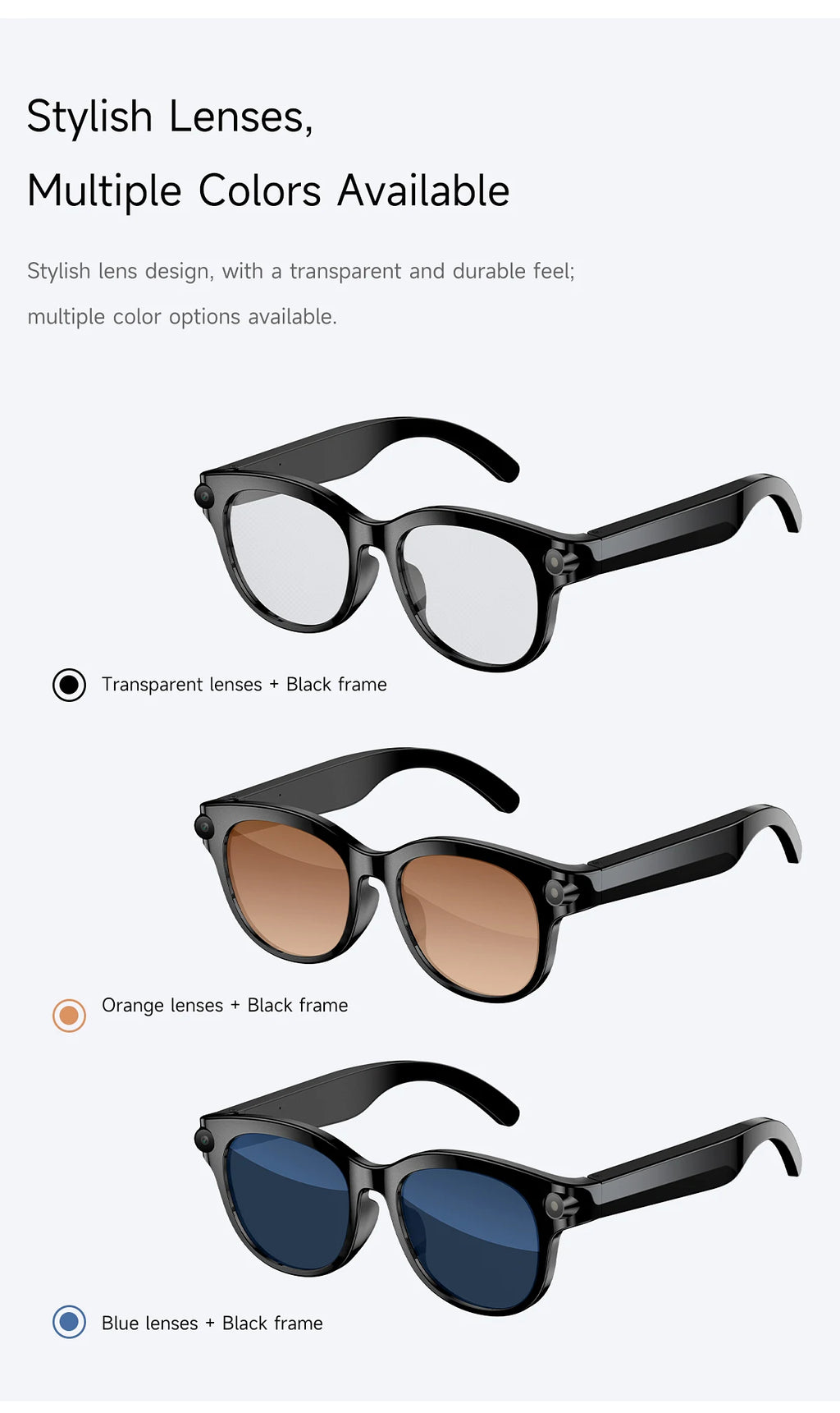 2026 AI Smart Glasses for Men Women 200W HD Camera 1080P Video AI Voice Assistant Translation Music Playback LED Flashlight