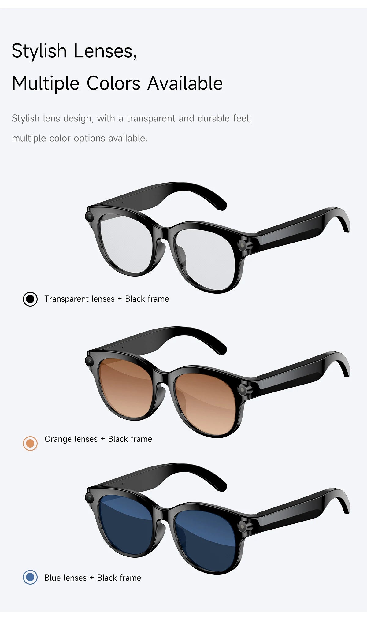 2026 AI Smart Glasses for Men Women 200W HD Camera 1080P Video AI Voice Assistant Translation Music Playback LED Flashlight