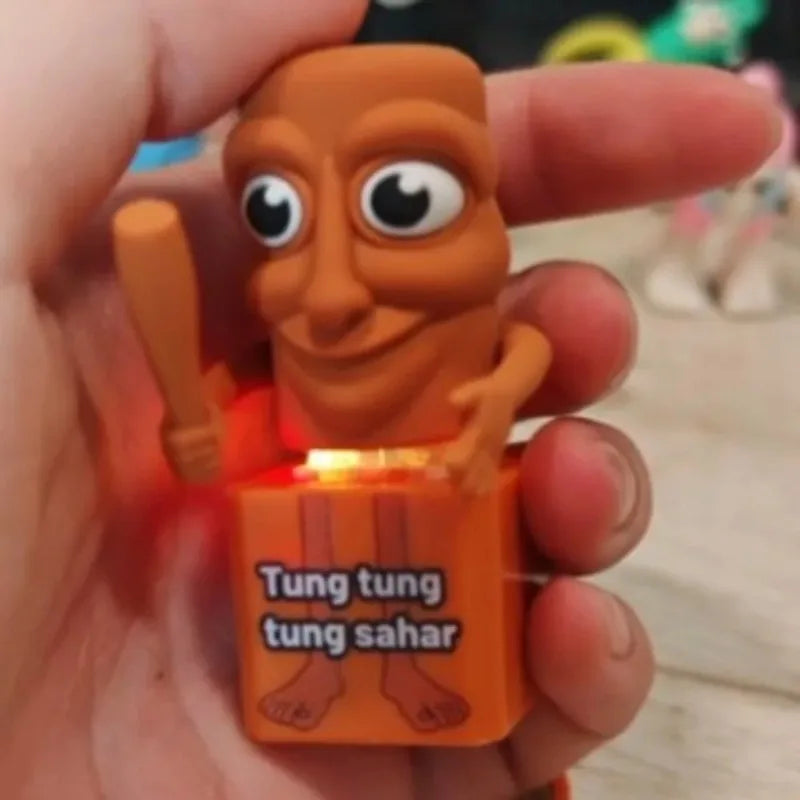 3D printed Tung tungtung sahar collectible viral Brainrot expression pack toy, wooden stick man, suitable for weird lovers.
