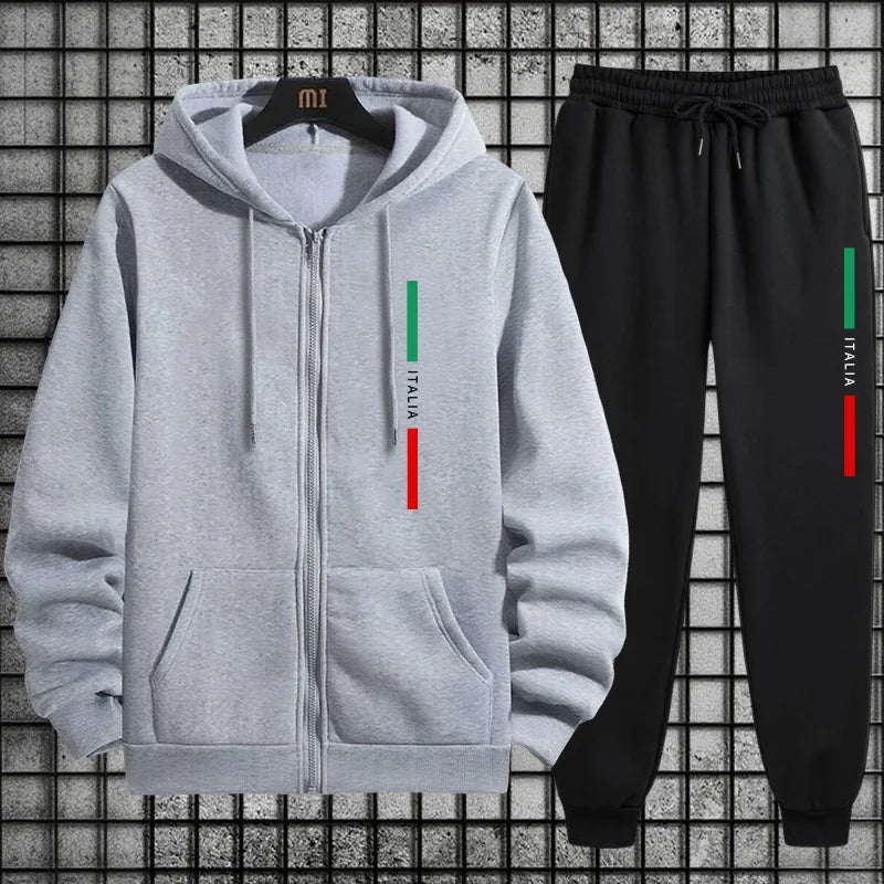 Hoodies Autumn Winter Men Sweatshirts Fashion Daily Men's Tracksuit Single Piece Sports Pants and Sportswear Zip Up Top Cardigan
