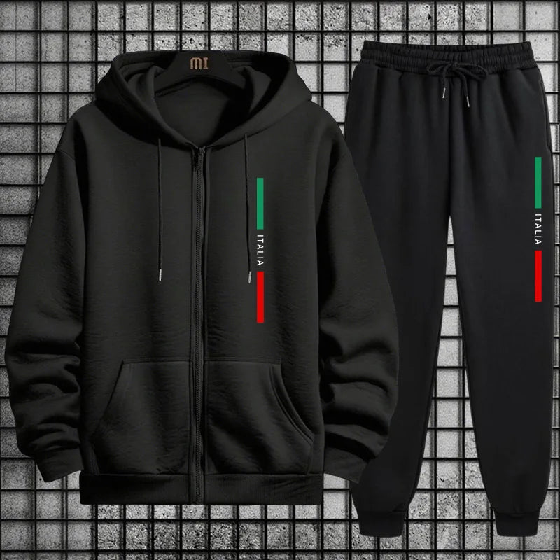Hoodies Autumn Winter Men Sweatshirts Fashion Daily Men's Tracksuit Single Piece Sports Pants and Sportswear Zip Up Top Cardigan
