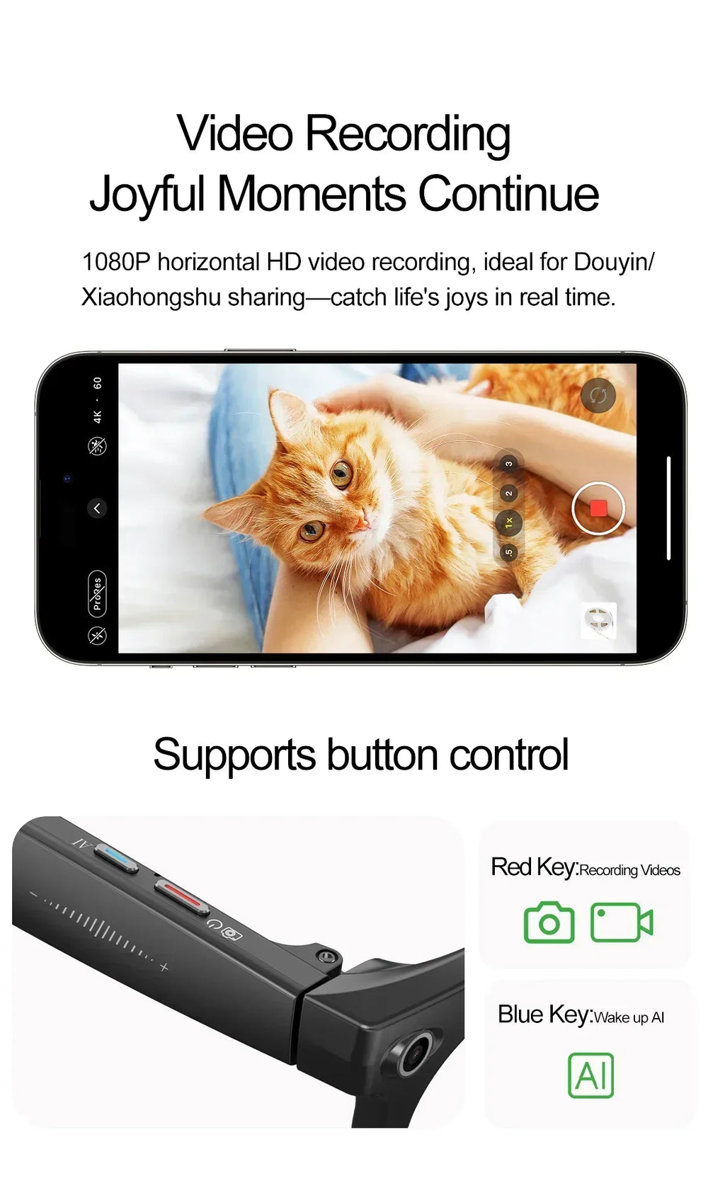 2026 New AI Smart Glasses 8MP Photo&Video Recording Music Playback Voice Wake-Up AI Interaction Translation 290mAh Smart Glasses
