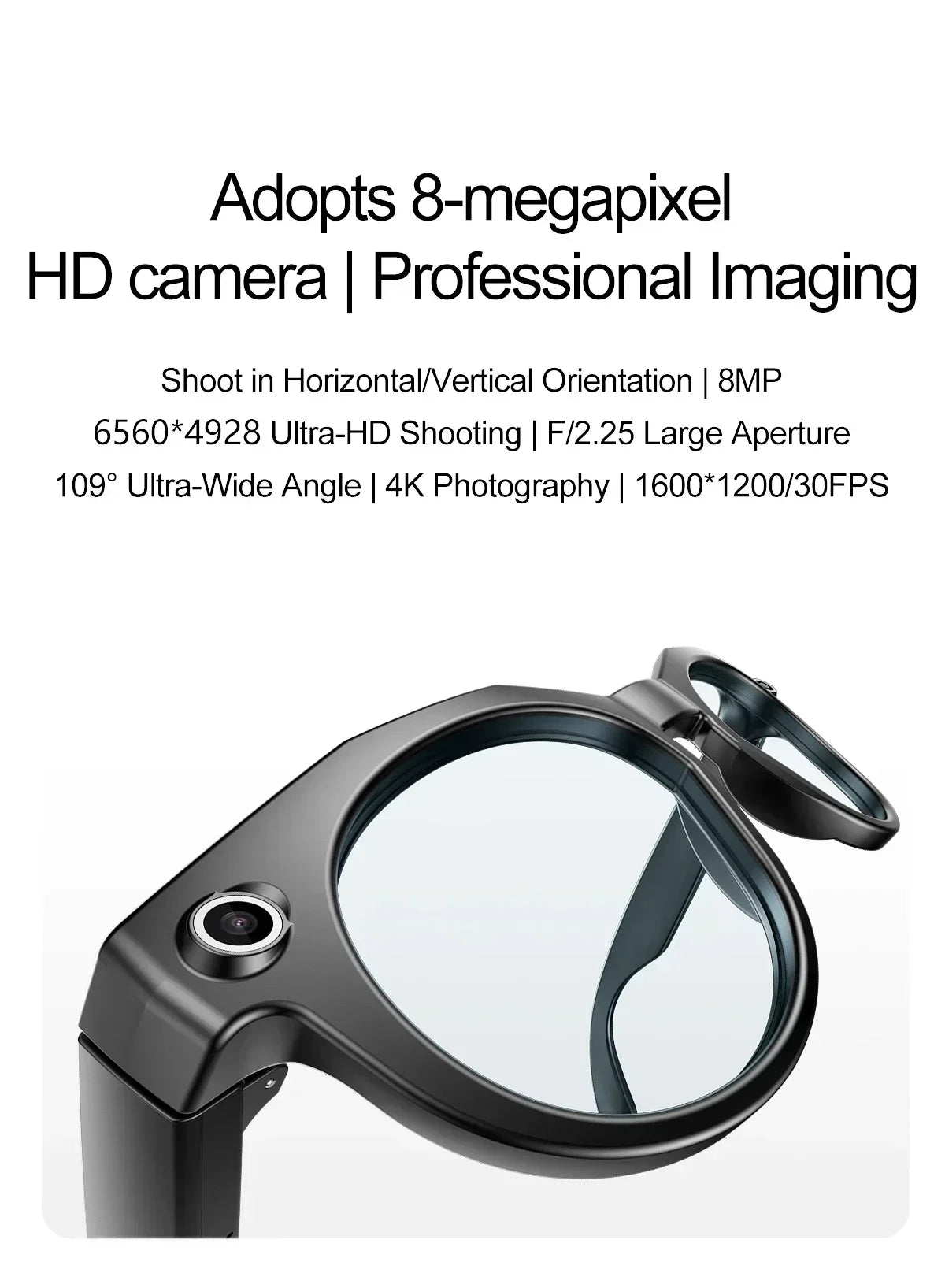 2026 New AI Smart Glasses 8MP Photo&Video Recording Music Playback Voice Wake-Up AI Interaction Translation 290mAh Smart Glasses