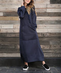 Hoodies Dress For Women Fashion 2025 Hem Lace-up Midi Robe Hooded Long Dress Autumn Winter Warm Casual Loose Sweatshirt Vestidos