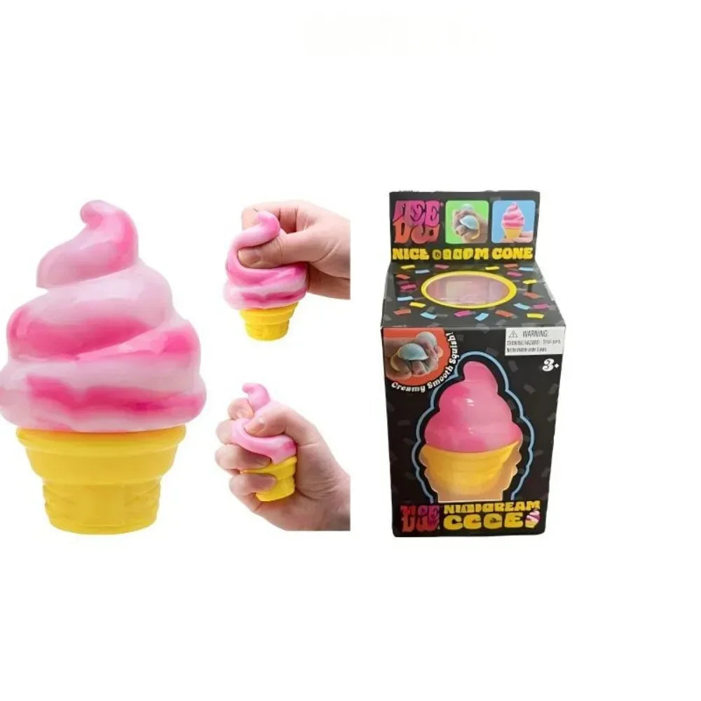 New Nee-doh Nice Cream Cone Colorful Ice Cream Shaped Sensory Stress Reliever Fidget Tool for Anxiety & Focus for Adults & Kids