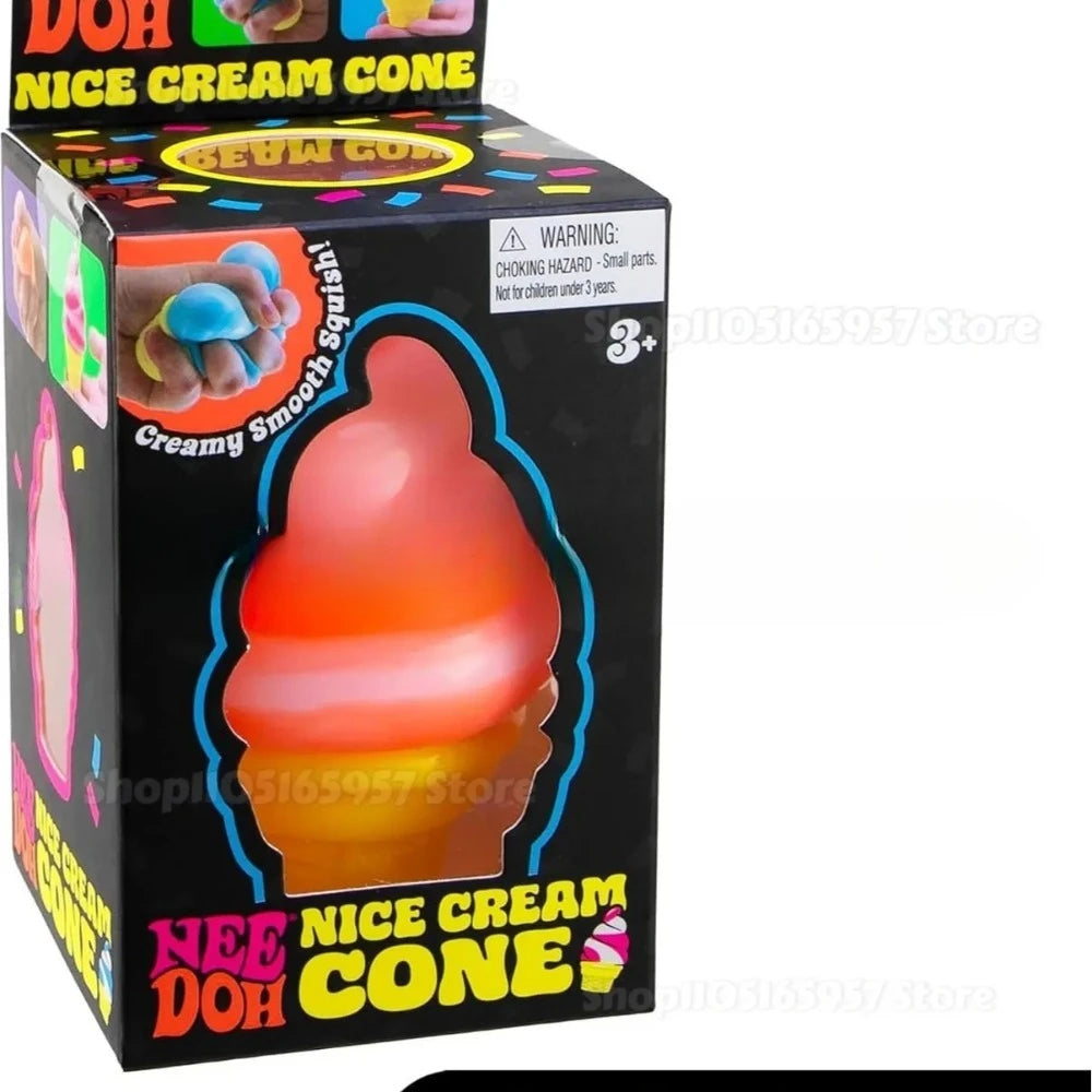 Nee-doh Nice Cream Cone Colorful Ice Cream Shaped  Sensory Stress Reliever Fidget Tool for Anxiety & Focus for Adults & Kids