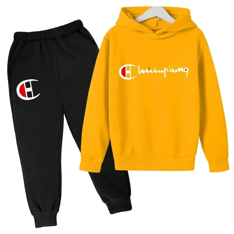 Hooded Hoodies Sweatshirts Sets Teenagers Fashion Groups of Pants Child SuitAutumn/winter Kids Clothing for Girl Boy Children's