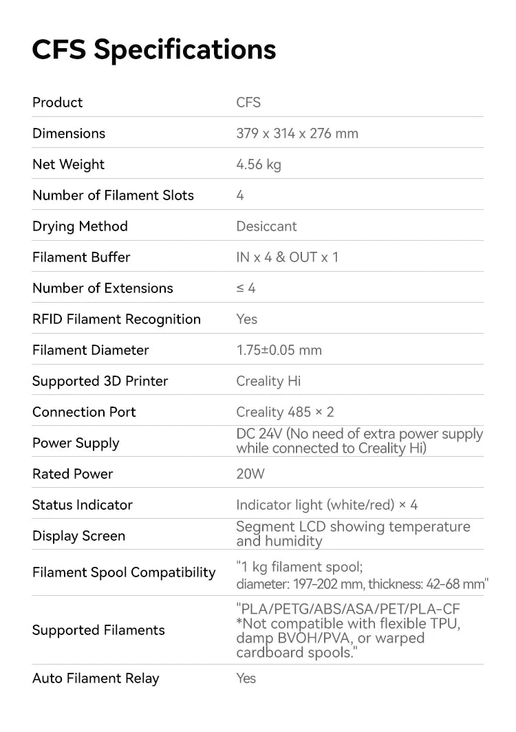 Creality CFS/Hi/Hi Combo 3D Printer Auto Bed Leveling Full Metal Extruder with 500 mm/s 12000 mm/s² max acceleration Fast Print