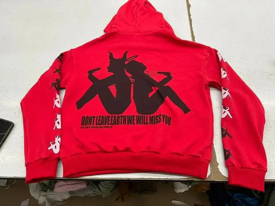 Harajuku Hoodies Women Goth Streetwear Tops Gothic Grunge Couples Sweatshirt Drolandmiller Oversized Hoodie Y2k Clothes
