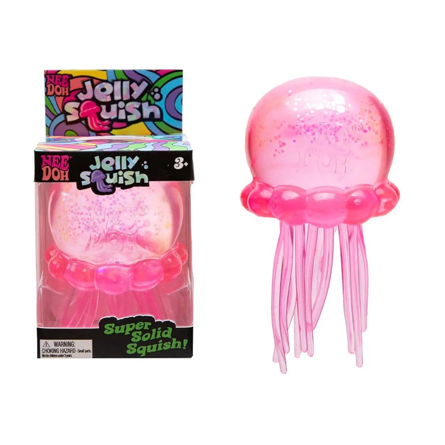 NEE DOH Jellyfish Shaped Squishy Squeeze Toy Glitter Blue Transparent Sensory Stress Relief For Home Work Play For Adults