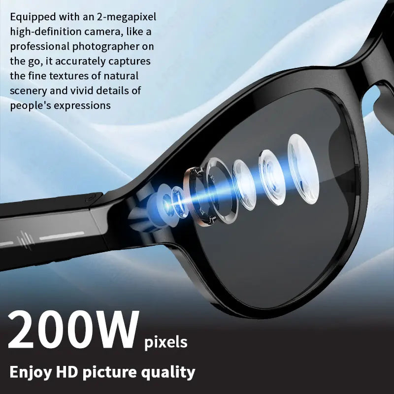 2026 New AI Smart Glasses AI Translation 2MP HD Camera 4K Shooting Image Conversation Recording Listening To Music Smart Glasses