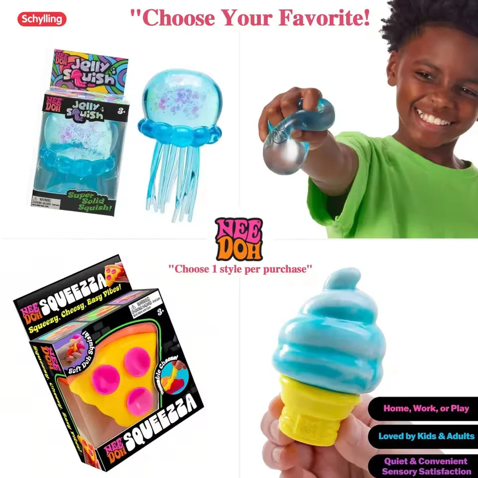 Nee-doh Nice Cream Cone Colorful Ice Cream Shaped Sensory Stress Reliever Fidget Tool for Anxiety & Focus for Adults & Kids