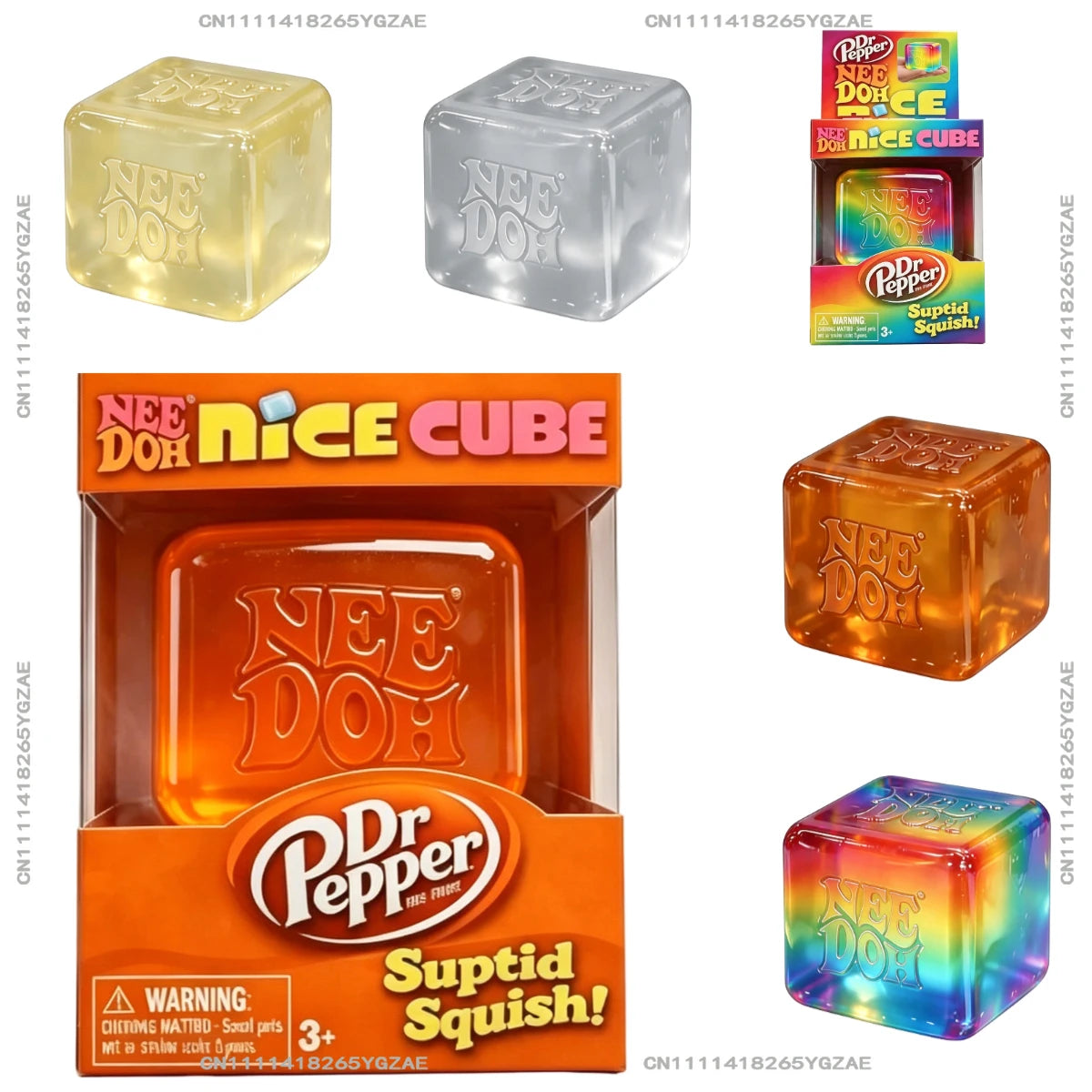 Nee Doh Nice Cube Super Squeeze Fidget Toy, Translucent Red Stress Relief Squishy Cube, BPA-Free Toy for Kids Adults