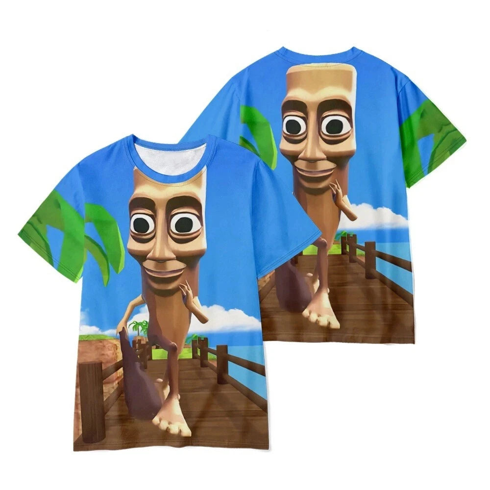 Italian 3D Cartoon Printed T-shirt. Tung Tung Tung Sahur Summer Season Fun Humorous Loose Quick-drying Breathable Men's T-shirt