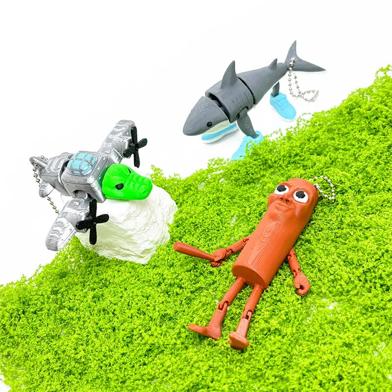 Tung Tung Tung Sahur 3D Printed Animal Mountains and Seas Funny Shark Collectible Abstract Sculpture Italian Bookshelf Decor