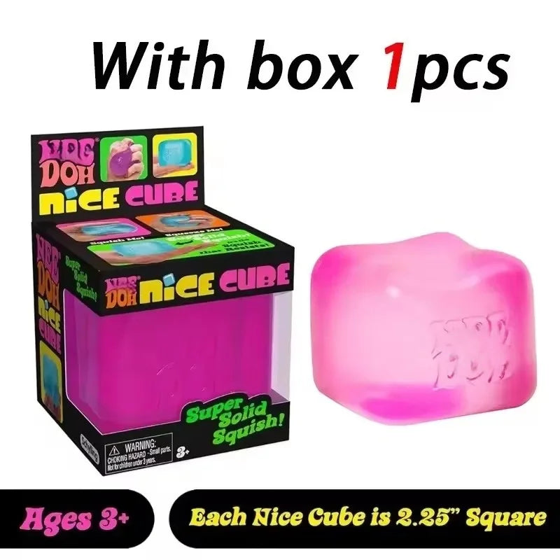 Nee Doh Cube Squeeze Toy, Soft Squeeze Stress Relief Fidget Toy, Sensory Decompression Toy for Kids & Adults Anxiety Relief