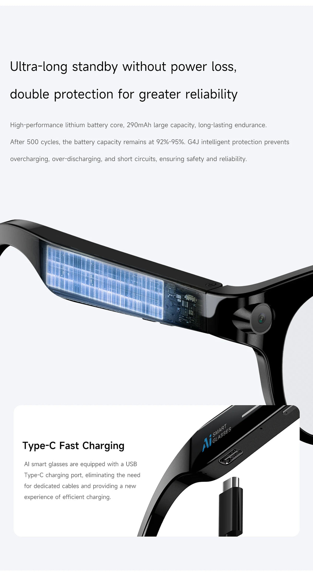 2026 AI Smart Glasses for Men Women 200W HD Camera 1080P Video AI Voice Assistant Translation Music Playback LED Flashlight