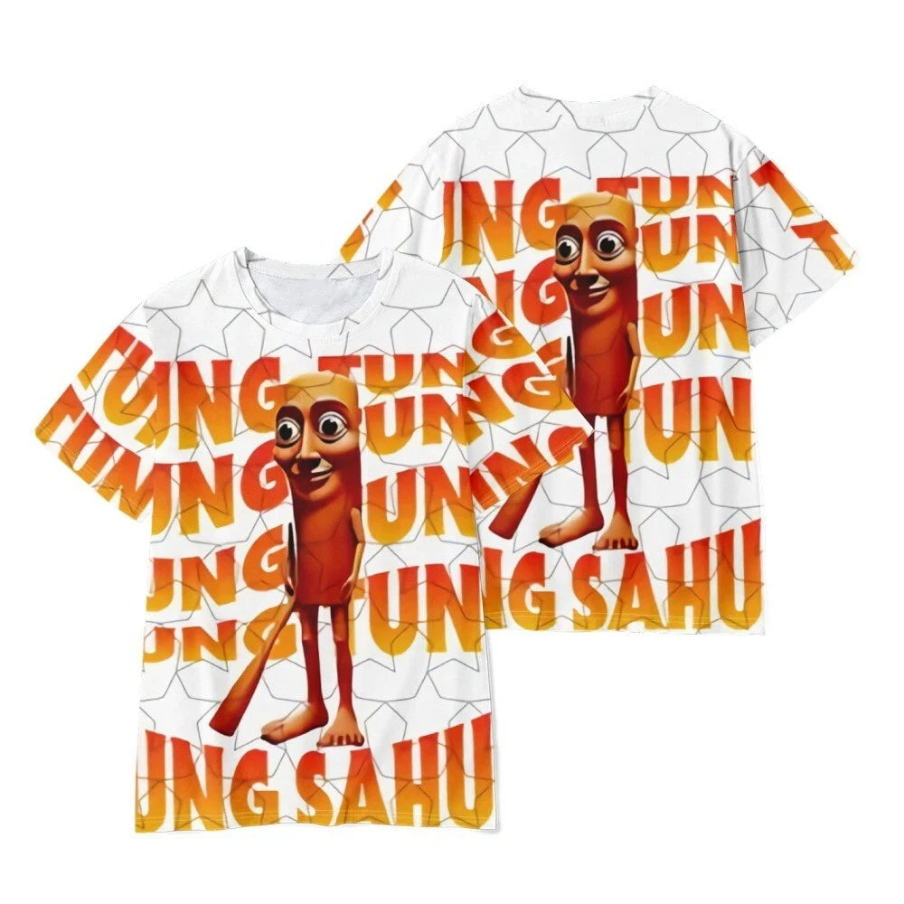 Italian 3D Cartoon Printed T-shirt. Tung Tung Tung Sahur Summer Season Fun Humorous Loose Quick-drying Breathable Men's T-shirt
