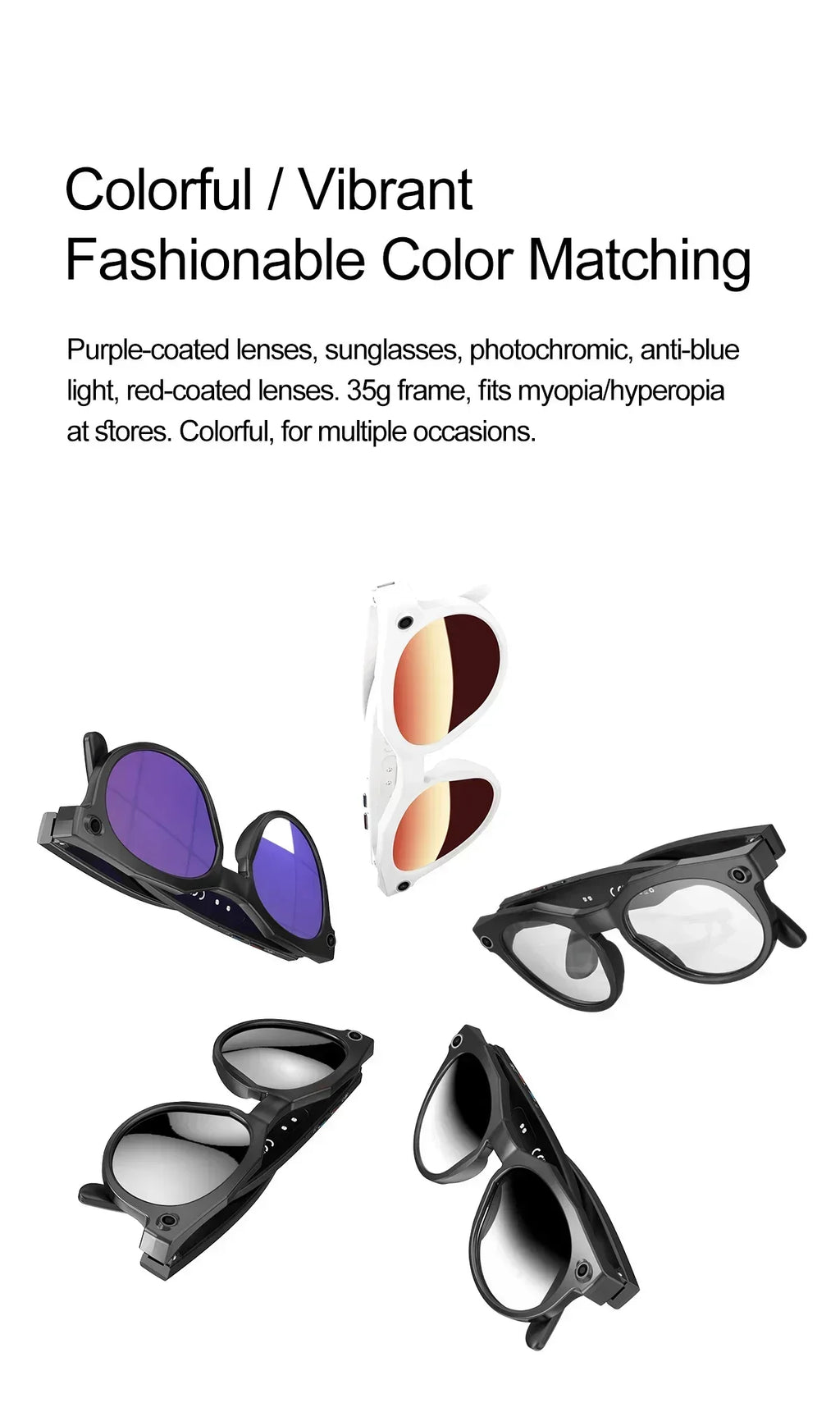 2026 New AI Smart Glasses 8MP Photo&Video Recording Music Playback Voice Wake-Up AI Interaction Translation 290mAh Smart Glasses