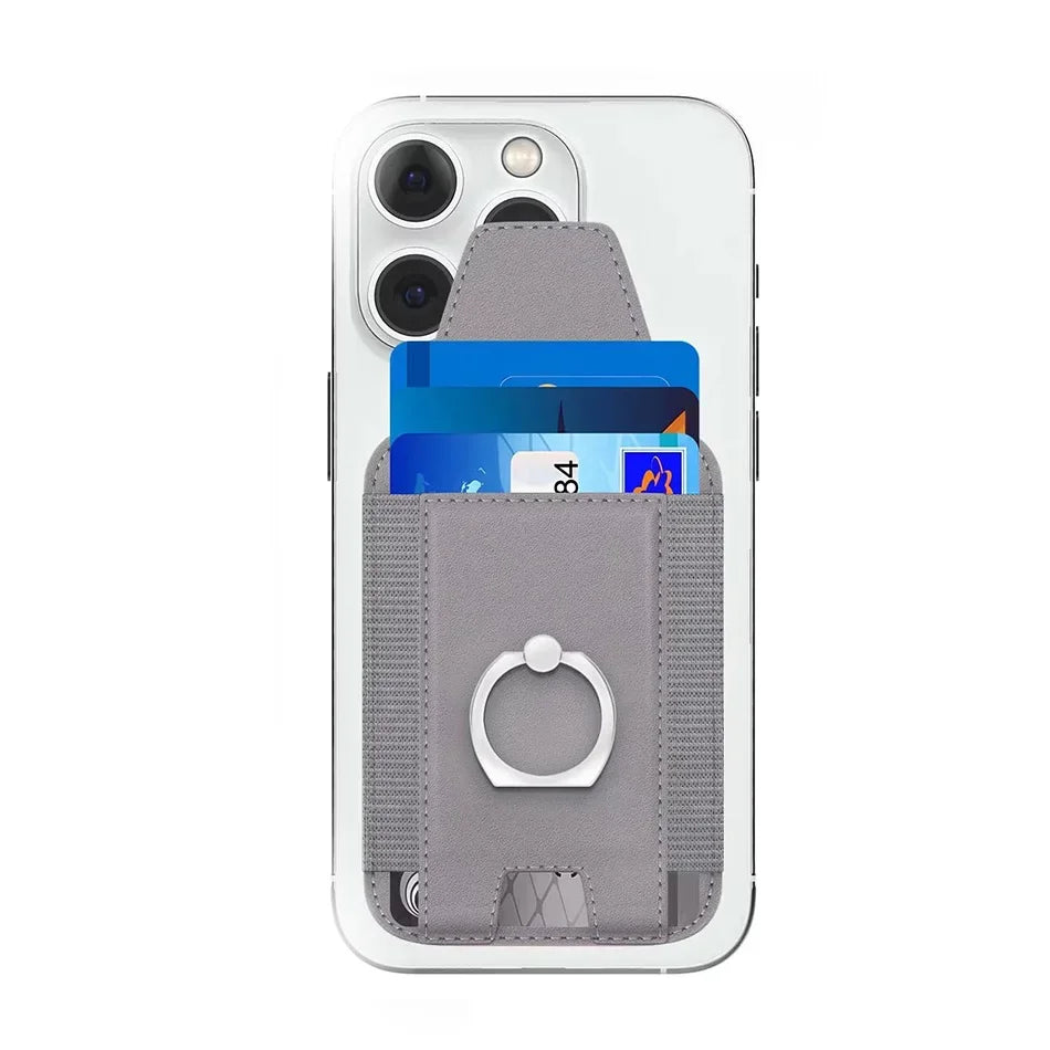 Magnet Wallet & Card Holder Pu Leather Magnetic Ring Stand Cardholder Men Women Cell Phone Case for Iphone 12 13 14 15 16 Pro