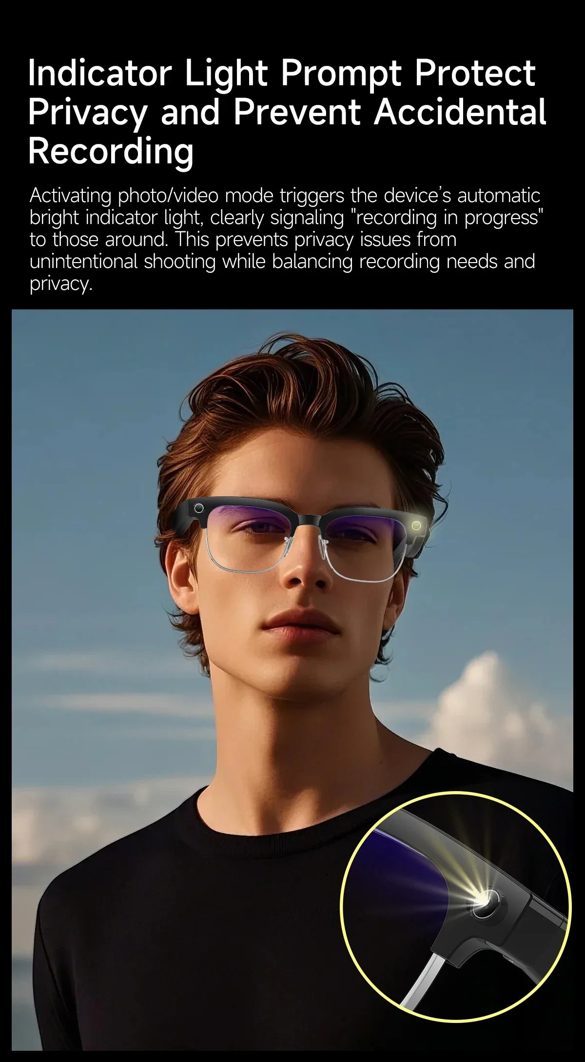AI Smart Glasses AI Smart Translation AI Smart Question and Answer Interaction 800W HD Camera 290mAh Battery AI Smart Glasses