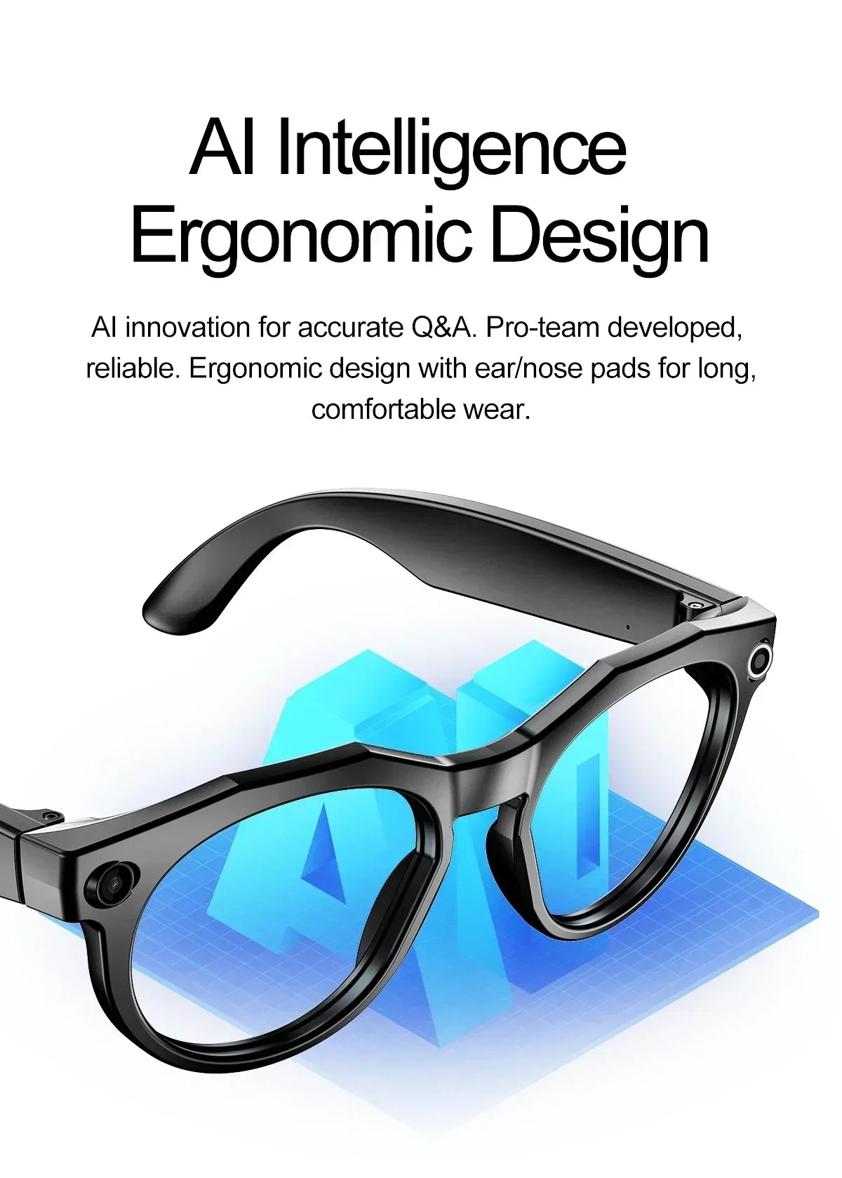 2026 New AI Smart Glasses 8MP Photo&Video Recording Music Playback Voice Wake-Up AI Interaction Translation 290mAh Smart Glasses