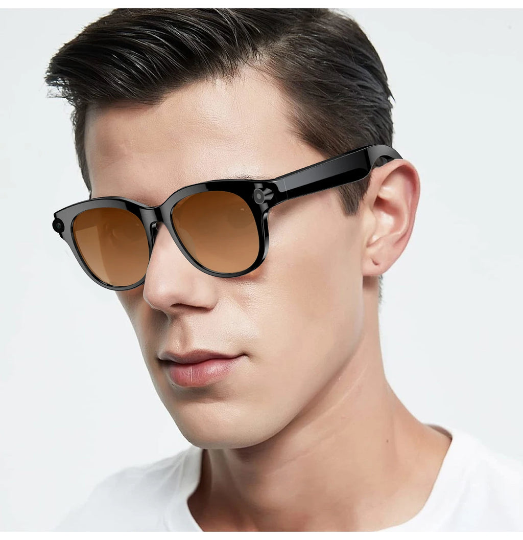 2026 AI Smart Glasses for Men Women 200W HD Camera 1080P Video AI Voice Assistant Translation Music Playback LED Flashlight