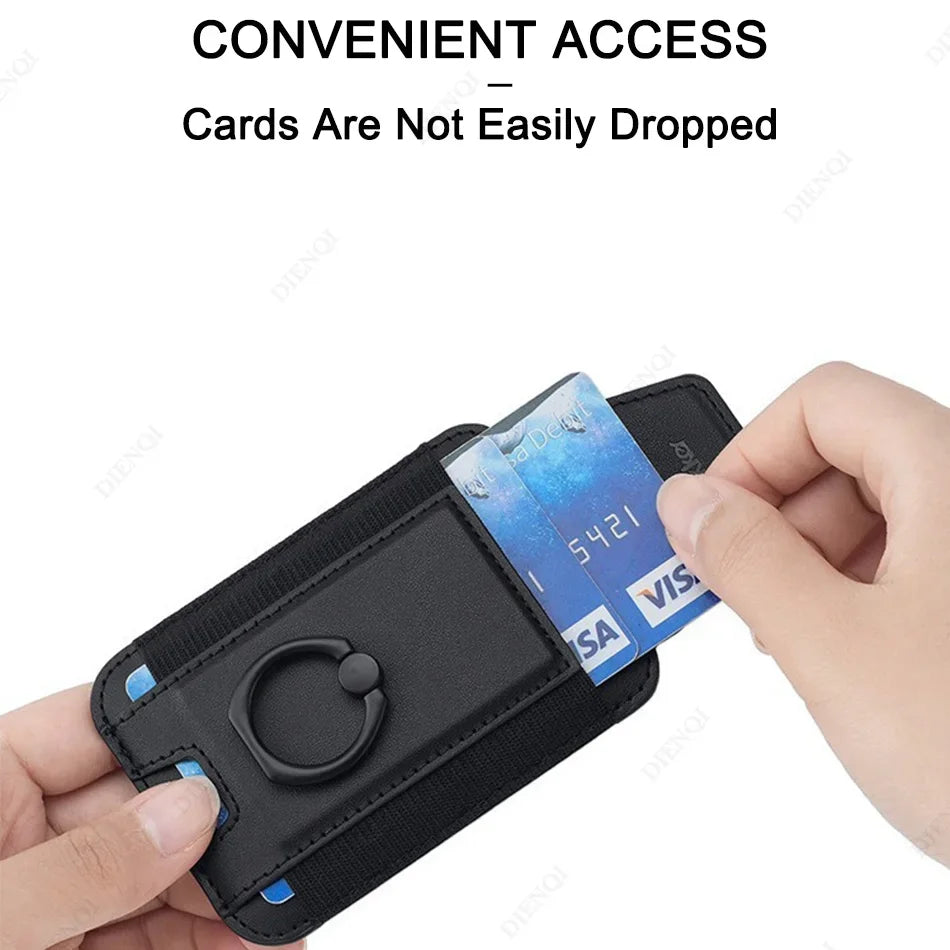 Magnet Wallet & Card Holder Pu Leather Magnetic Ring Stand Cardholder Men Women Cell Phone Case for Iphone 12 13 14 15 16 Pro
