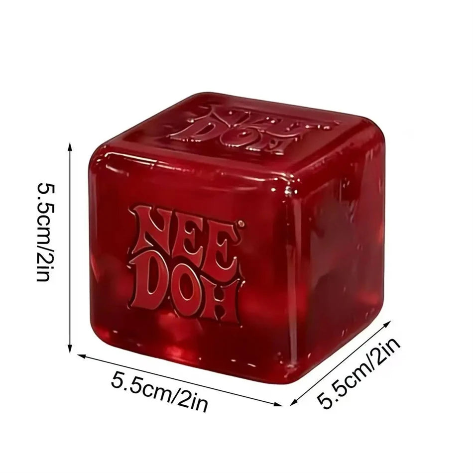 Red Nee-Doh Nice Cube Sensory Squeeze Toy Suptid Squish Stress Relief Fidget Cube for Kids Adults Desk Toy