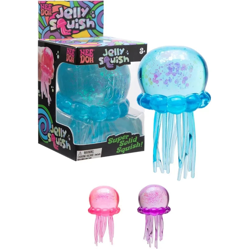 NEE DOH Jellyfish Shaped Squishy Squeeze Toy Glitter Blue Transparent Sensory Stress Relief For Home Work Play For Adults