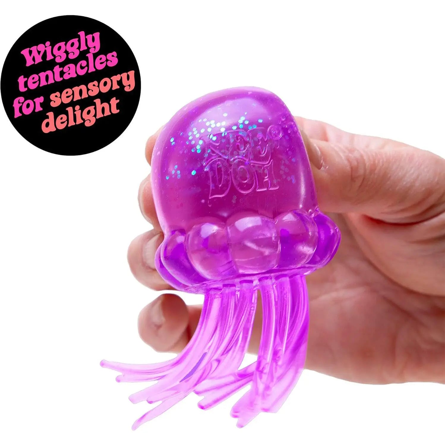 NEE DOH Jellyfish Shaped Squishy Squeeze Toy Glitter Blue Transparent Sensory Stress Relief For Home Work Play For Adults