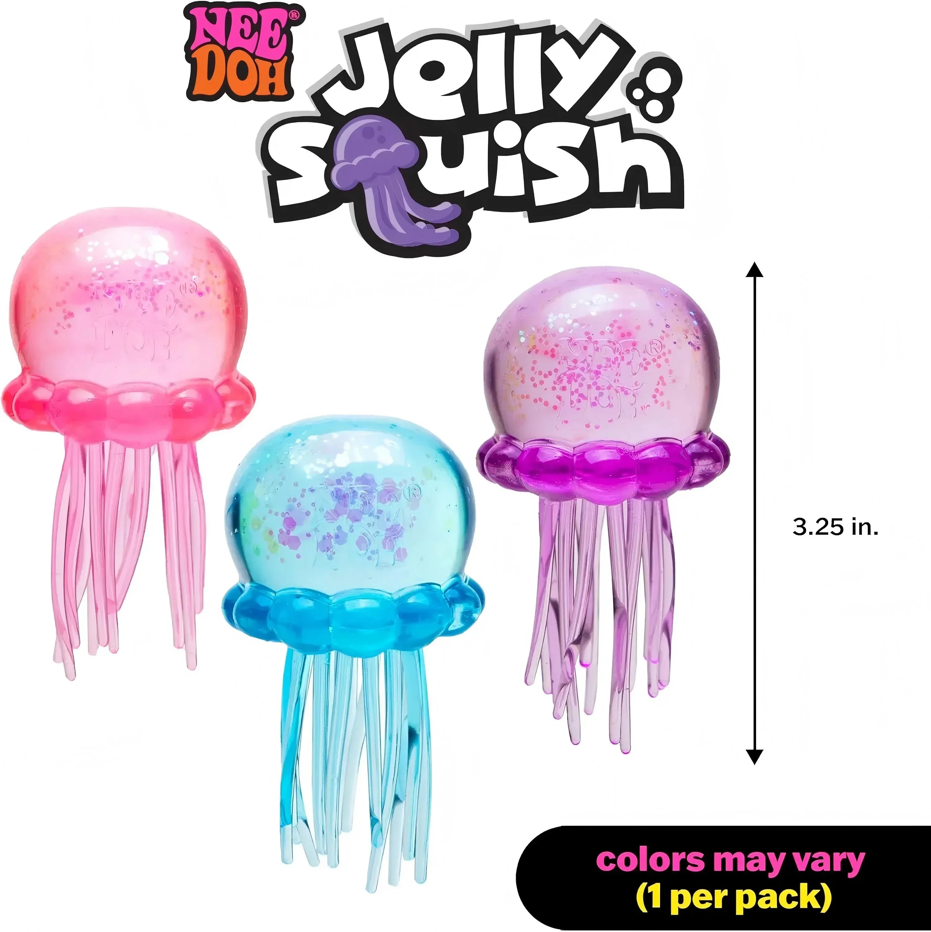 Nee Doh  Trending Jellyfish & Cube Squish Toy, Soft Jelly Squeeze Stress Relief Fidget Toy, Sensory NeeDoh for Kids & Adults