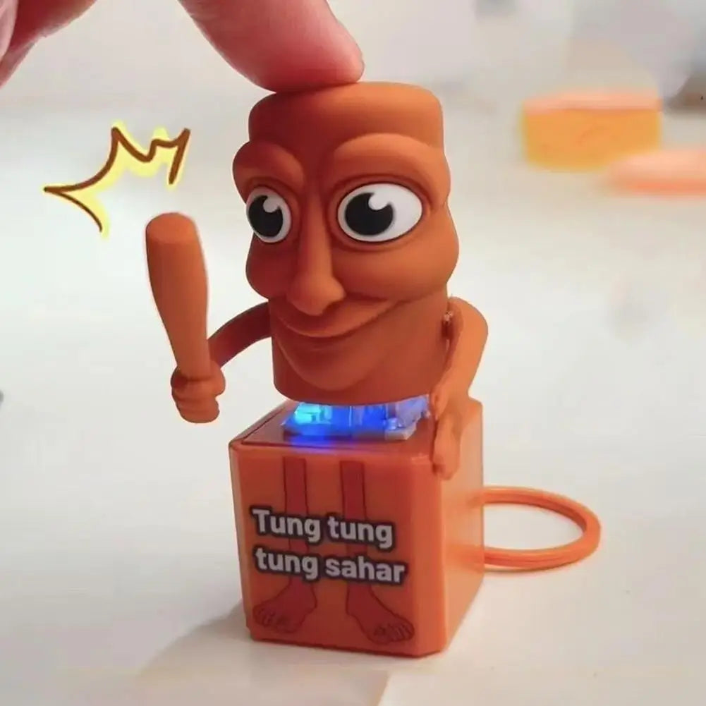 Tung Tung Tung Sahur Tralalero Tralala Shark Italian Brainrot Keyboard Clicker Fidget Keychain with Sound LED Light