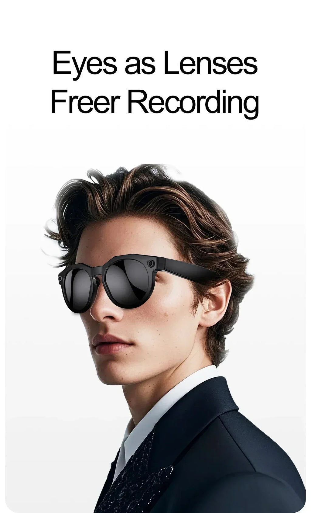 2026 New AI Smart Glasses 8MP Photo&Video Recording Music Playback Voice Wake-Up AI Interaction Translation 290mAh Smart Glasses