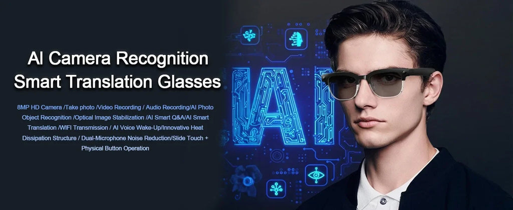 4K Smart AI Glasses 8MP Camera Recording Videos Photo Recognition Answer Translation BT Call Photochromic Sunglasses Waterproof