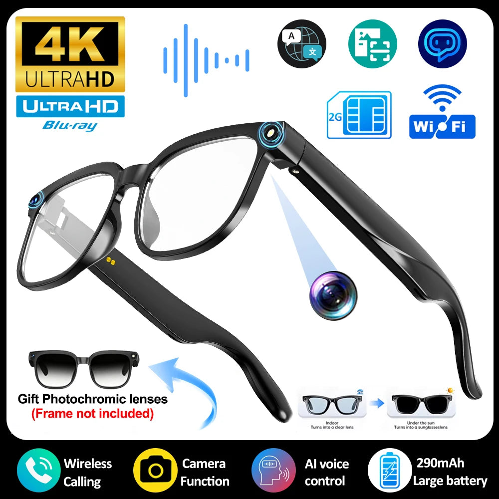 AI Smart Glasses 2026 New Men 800W Camera Color-Changing Translation Glasses Waterproof Call Photo Video Recording Sunglasses