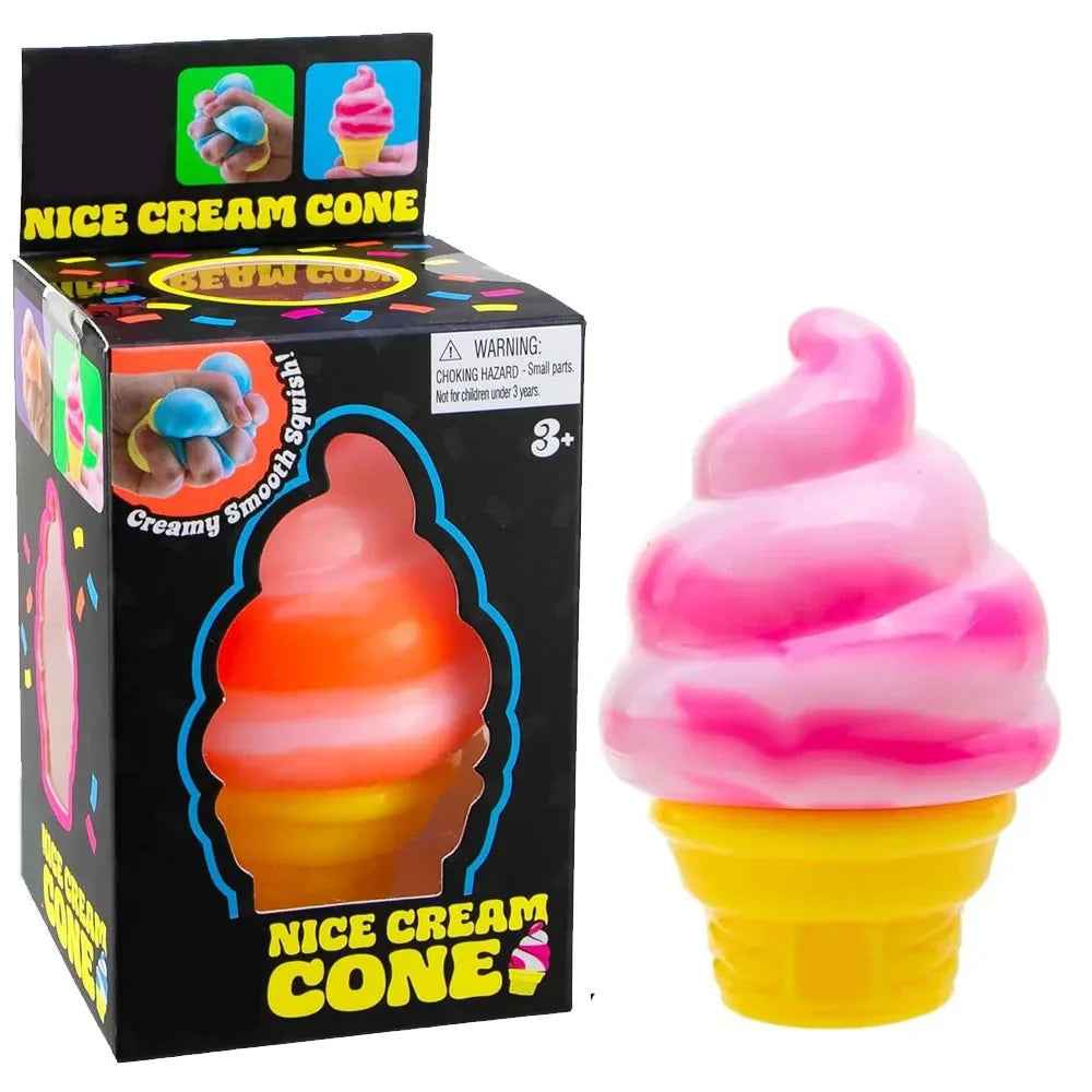 New Nee-doh Nice Cream Cone Colorful Ice Cream Shaped Sensory Stress Reliever Fidget Tool for Anxiety & Focus for Adults & Kids