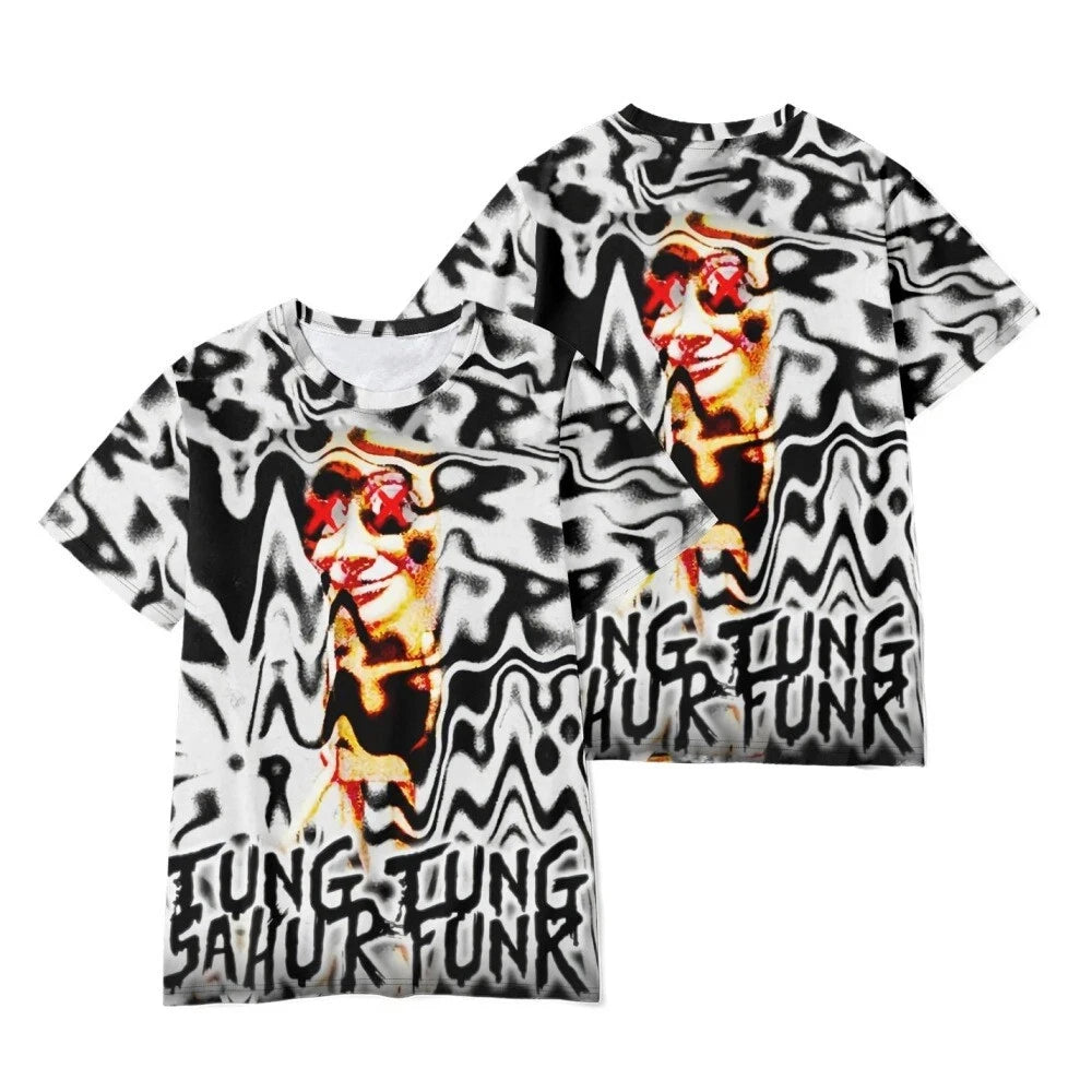 Italian 3D Cartoon Printed T-shirt. Tung Tung Tung Sahur Summer Season Fun Humorous Loose Quick-drying Breathable Men's T-shirt