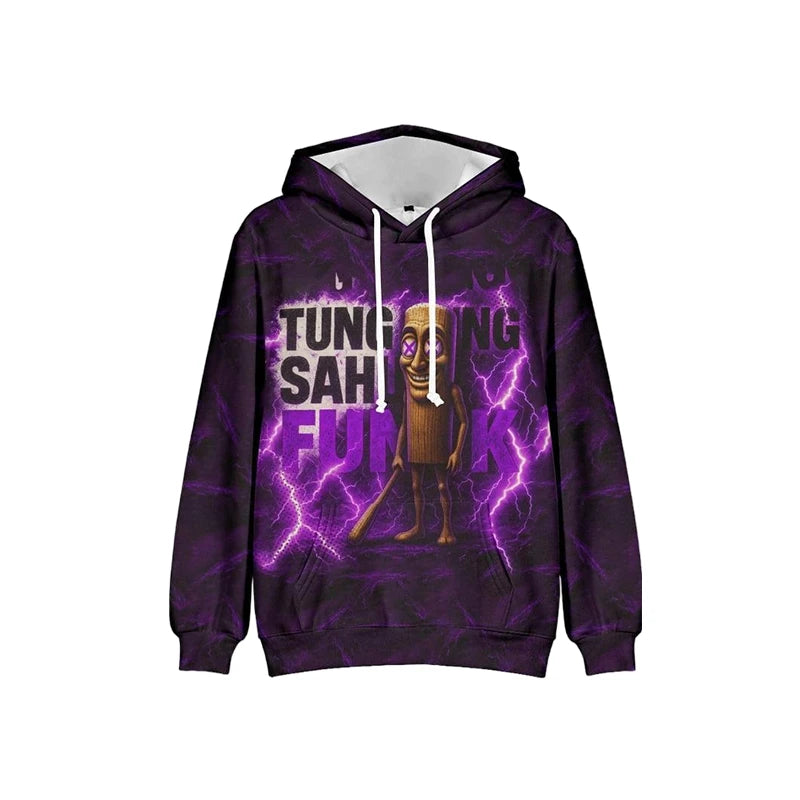 Tung Tung Tung Sahur Funny Baseball Bat Meme Hoodie Men's Fashion Humor Style Graphic Sweatshirts Harajuku Fashion Kids Hoodies