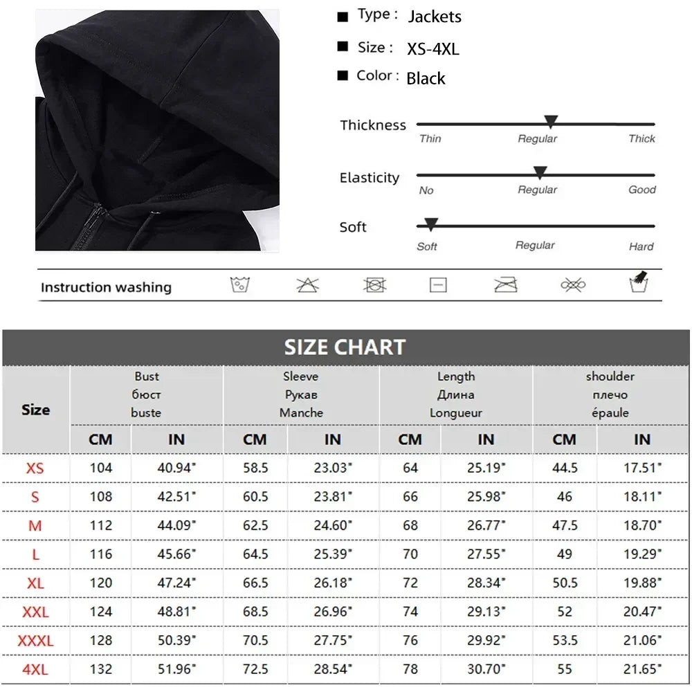 Mens Black Heavy Metal Band Bathory Hoody Y2k Vintage Hip Hop Streetwear Hoodie Zip-up Casual men women Hoodies Coats