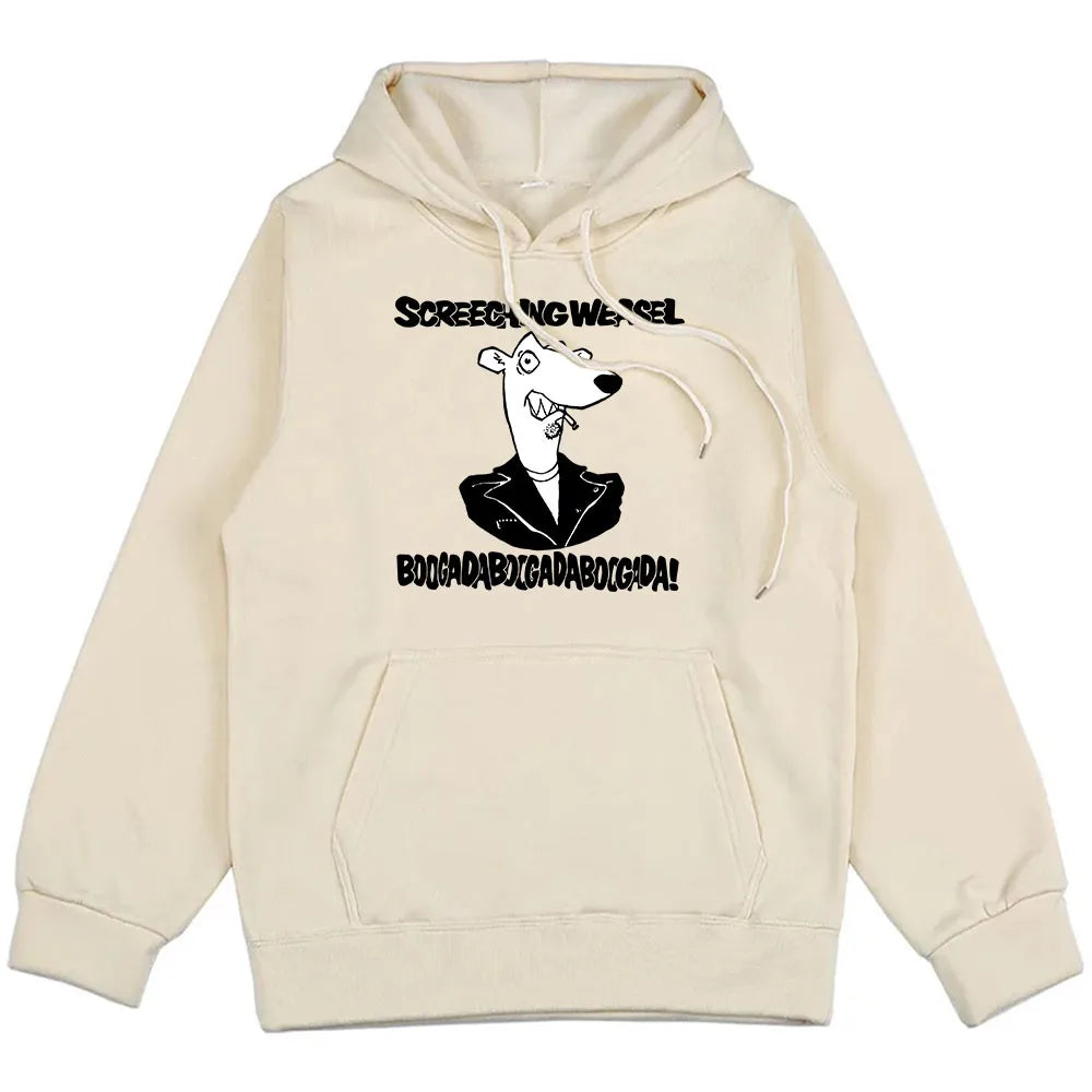 Hooded Clothes Screeching Weasel Band Printing Hoodies Funny Cartoon Graphic Sweatshirts Hip Hop  Fashion Unisex Streetwear Male