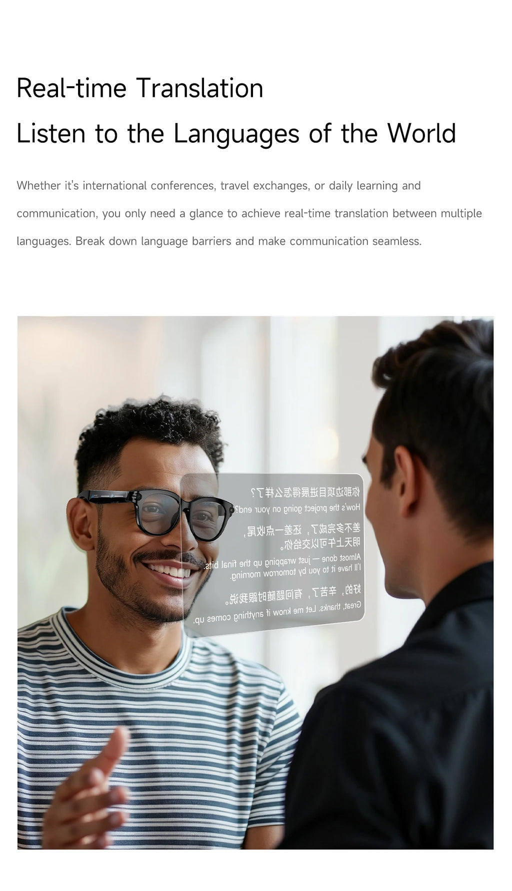 2026 AI Smart Glasses for Men Women 200W HD Camera 1080P Video AI Voice Assistant Translation Music Playback LED Flashlight