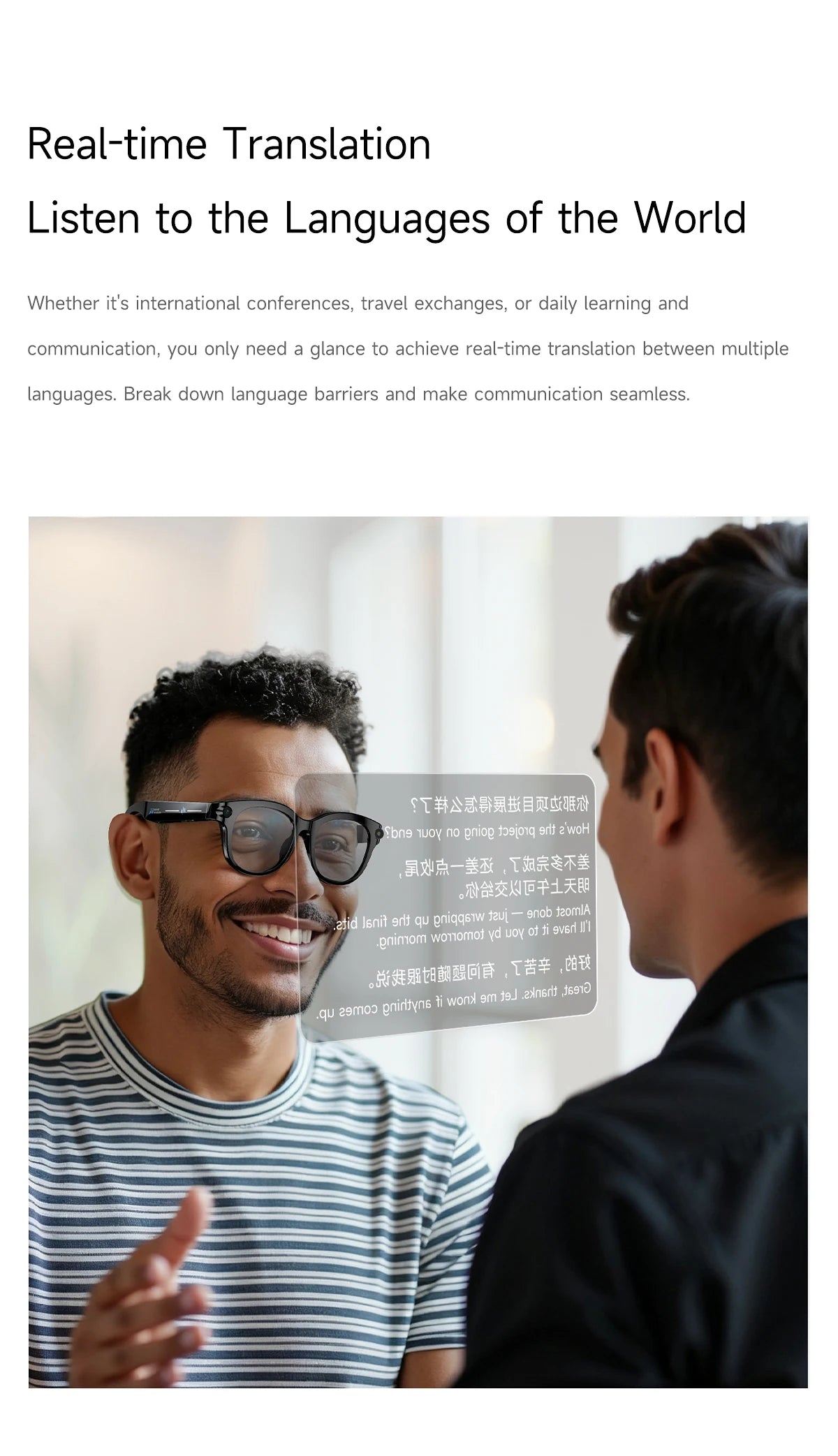 2026 AI Smart Glasses for Men Women 200W HD Camera 1080P Video AI Voice Assistant Translation Music Playback LED Flashlight