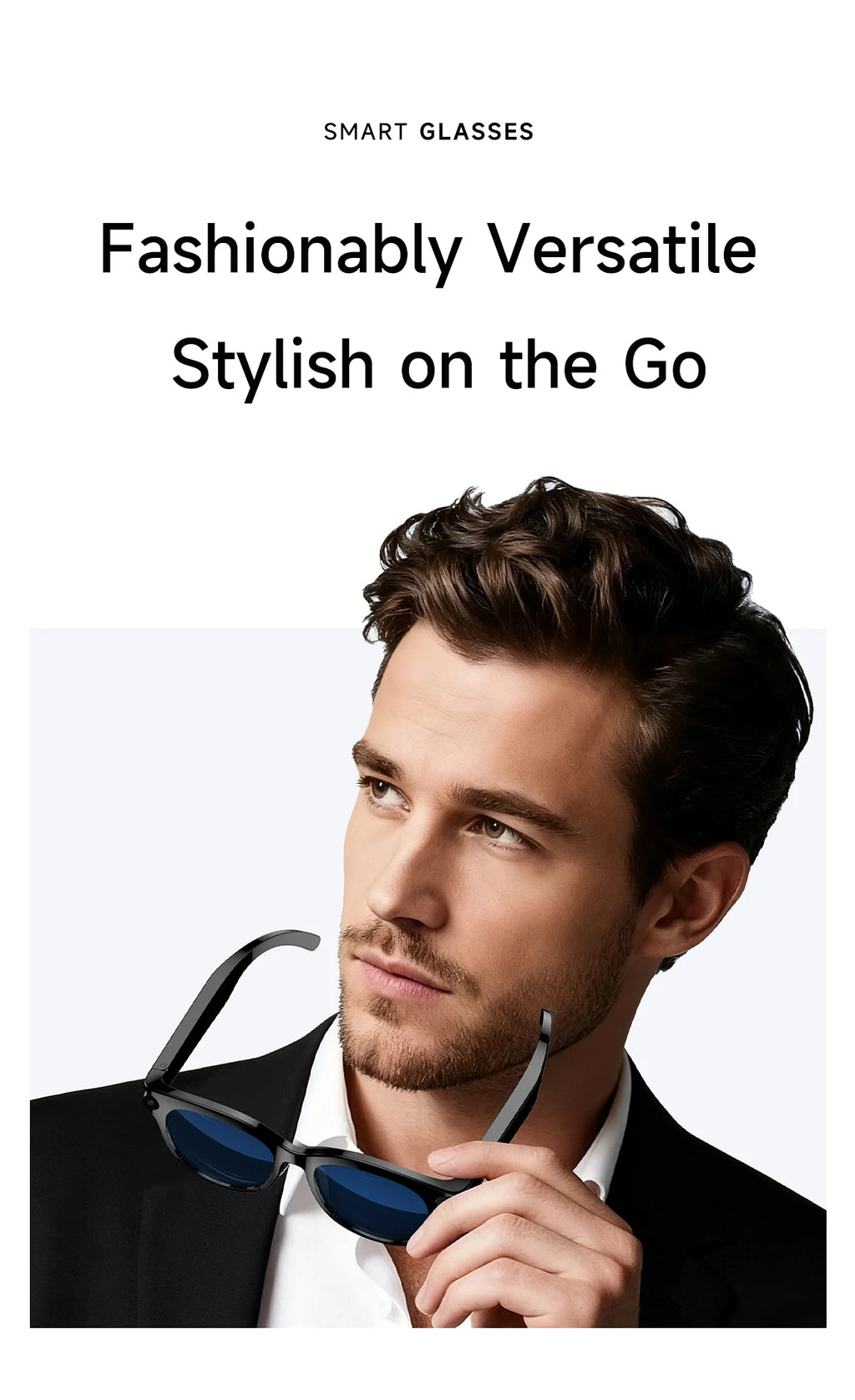 2026 AI Smart Glasses for Men Women 200W HD Camera 1080P Video AI Voice Assistant Translation Music Playback LED Flashlight