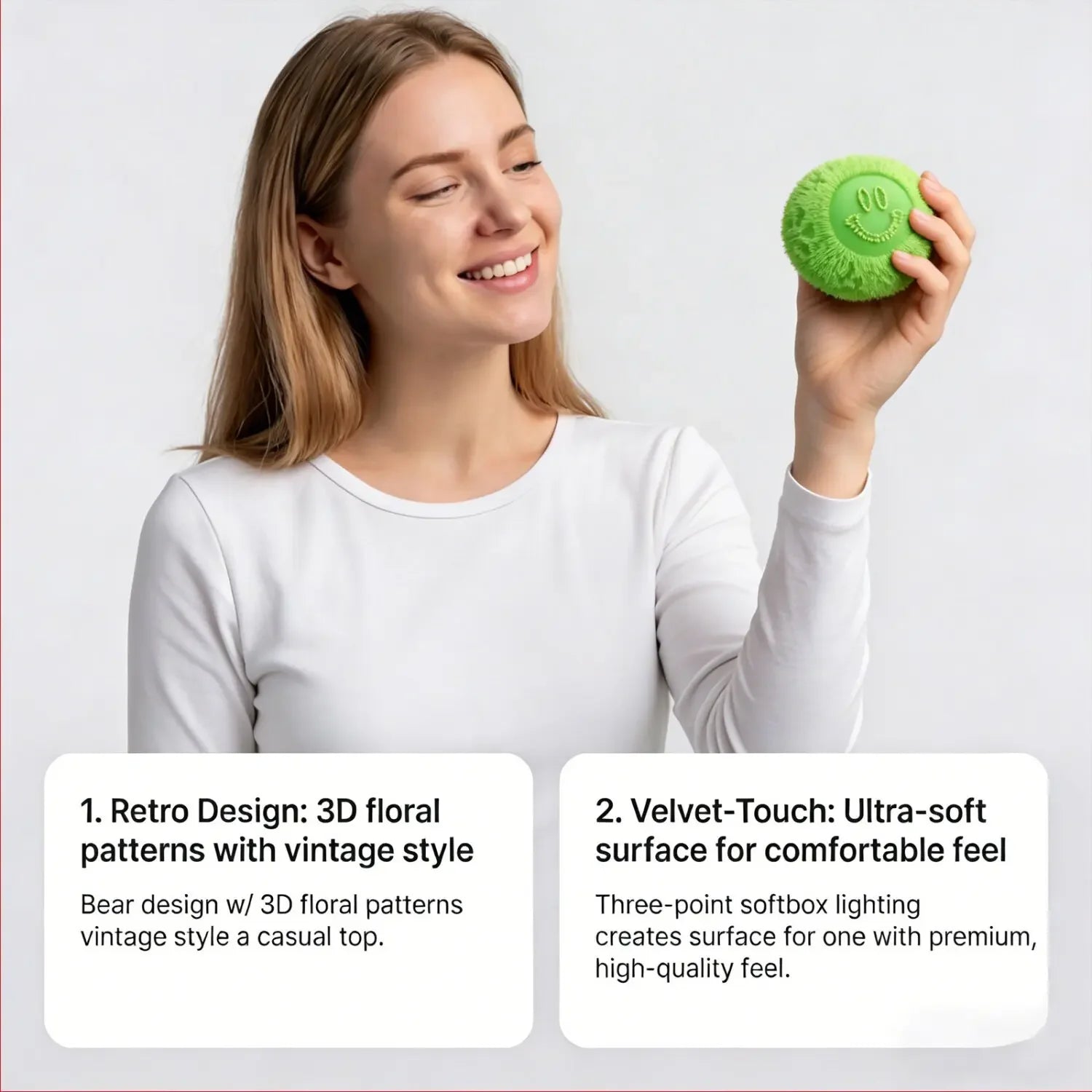 Nee Doh Fuzz Ball Blind Box Cute Smiley Face Flower Shape Soft Non Sticky Stress Relief Squeeze Toy For Office Home Kids Adults