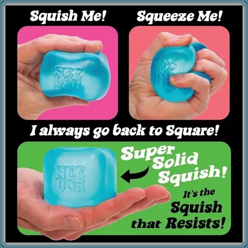 Nee Doh Nice Cube Sensory Stress Reliever Fidget Toy, Anxiety Relief & Focus Desk Toy, Squeeze Sensory Cube for Adults & Kids