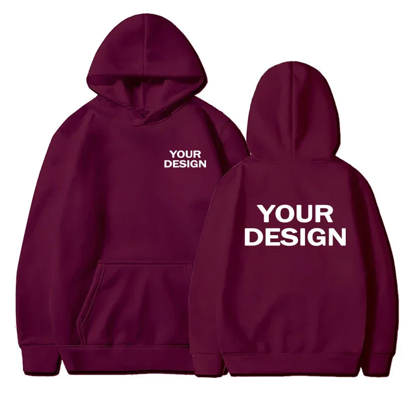 Men's Women's Hoodies Loose Casual Wear Solid Color Hoodies Long Sleeve Hooded Personality Streetwear SweatshirtsCustom Prints