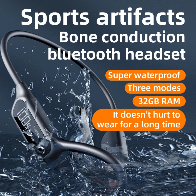 X7/X10 IPX8 Waterproof Swimming Bone Conduction Bluetooth 5.3 Headphone 32GB MP3 Player HIFI Bass Music Sports Wireless Earphone